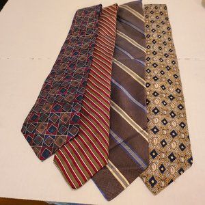 Assorted Men;s Ties Sil 4PCs Browns n Blues V Good